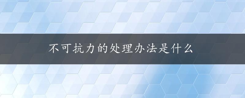 不可抗力的处理办法是什么