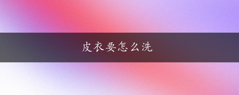 皮衣要怎么洗