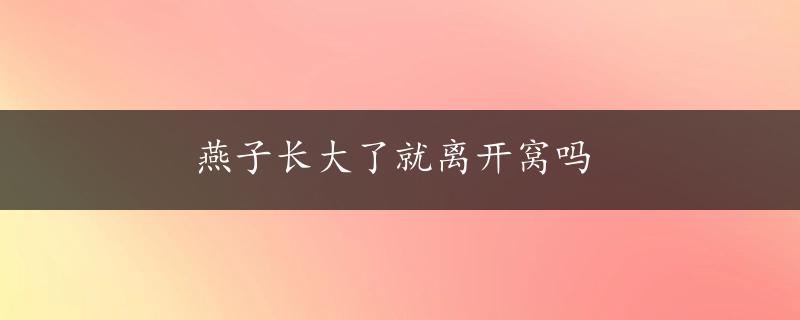 燕子长大了就离开窝吗