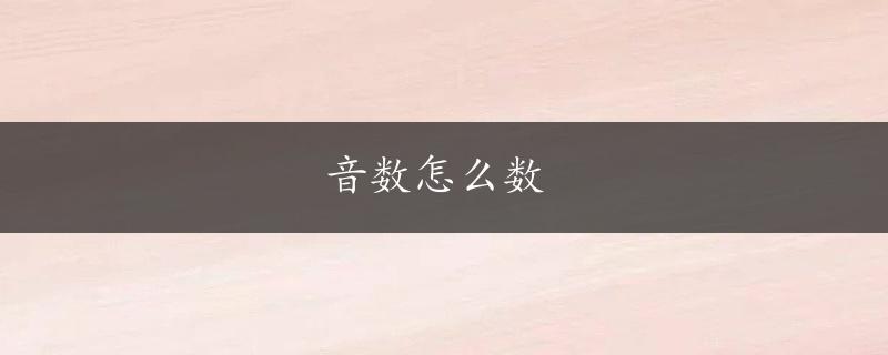 音数怎么数