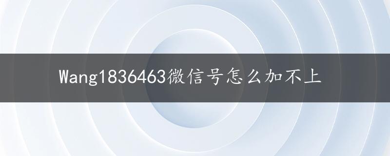 Wang1836463微信号怎么加不上