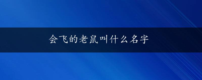 会飞的老鼠叫什么名字