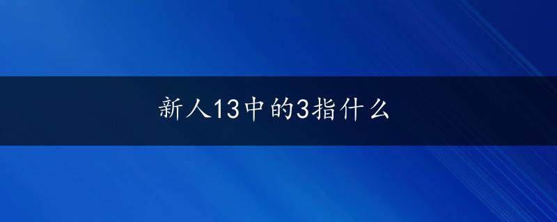 新人13中的3指什么