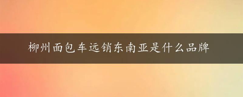 柳州面包车远销东南亚是什么品牌