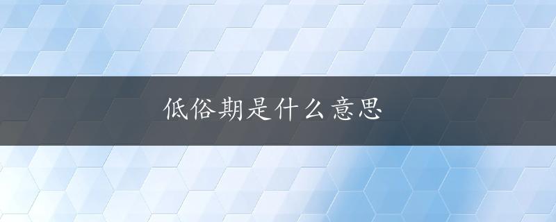 低俗期是什么意思