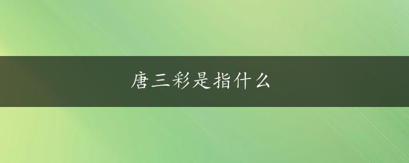 唐三彩是指什么