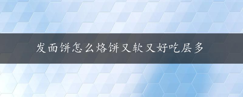 发面饼怎么烙饼又软又好吃层多