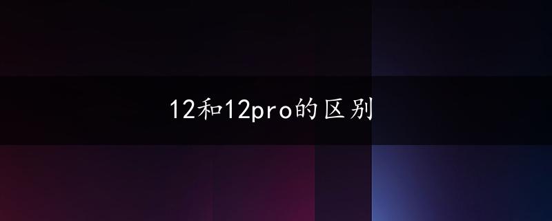 12和12pro的区别