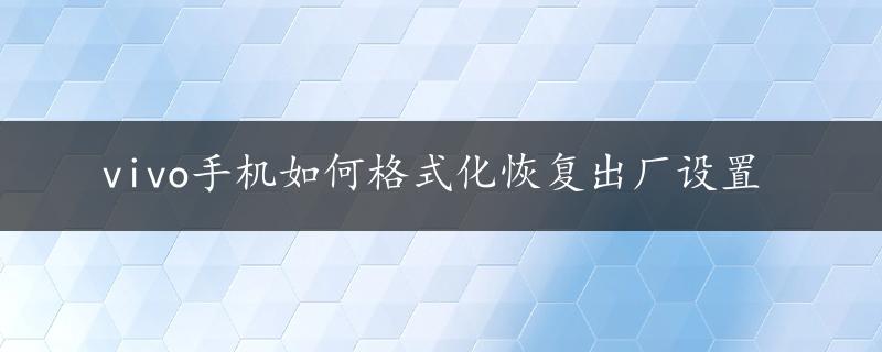 vivo手机如何格式化恢复出厂设置