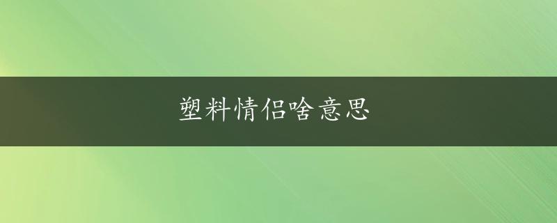 塑料情侣啥意思