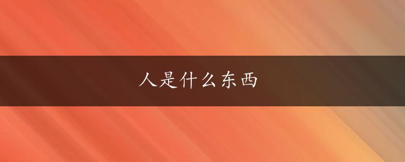 人是什么东西