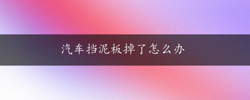 汽车挡泥板掉了怎么办