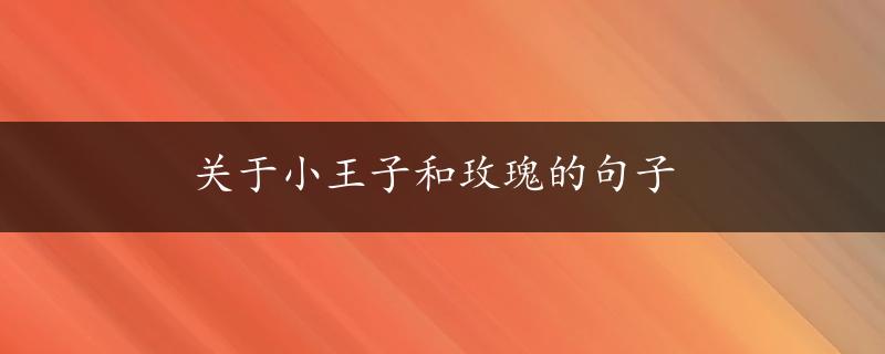 关于小王子和玫瑰的句子