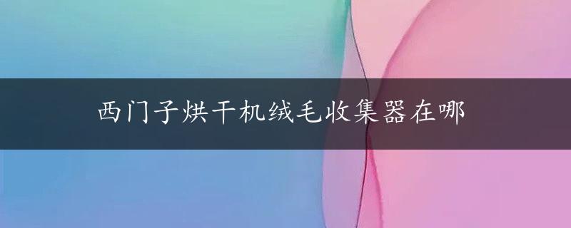 西门子烘干机绒毛收集器在哪