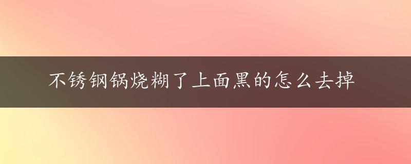 不锈钢锅烧糊了上面黑的怎么去掉