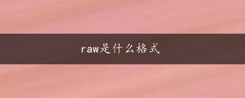 raw是什么格式