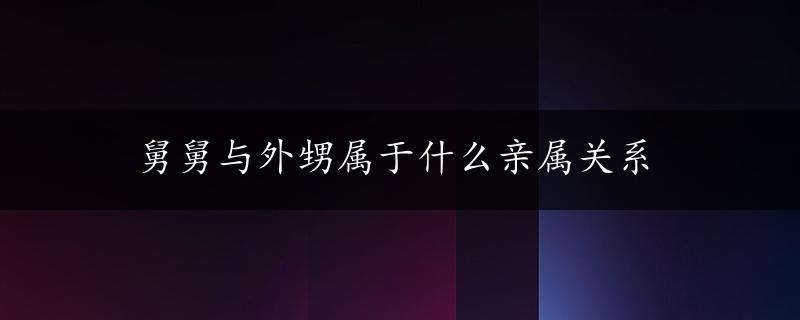 舅舅与外甥属于什么亲属关系