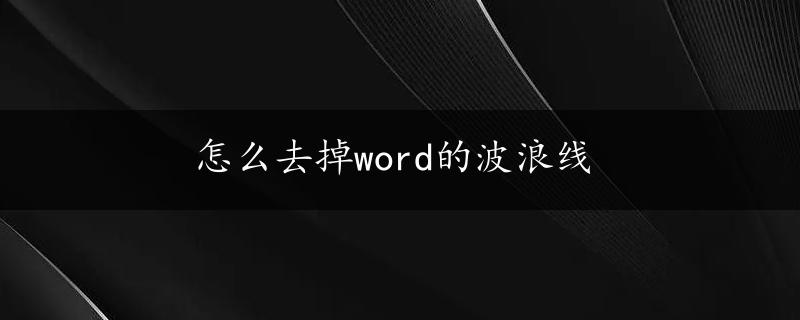 怎么去掉word的波浪线