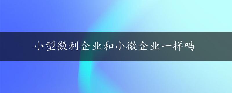 小型微利企业和小微企业一样吗