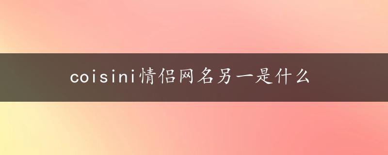 coisini情侣网名另一是什么