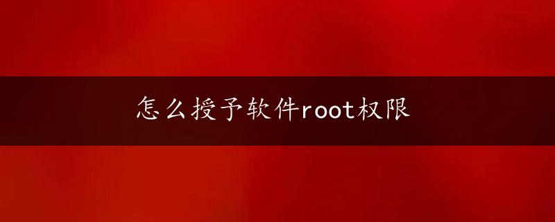 怎么授予软件root权限