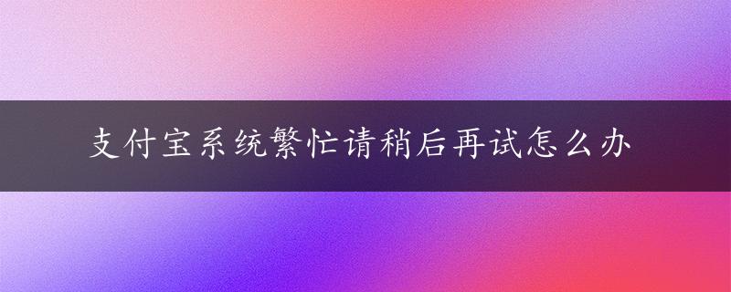 支付宝系统繁忙请稍后再试怎么办