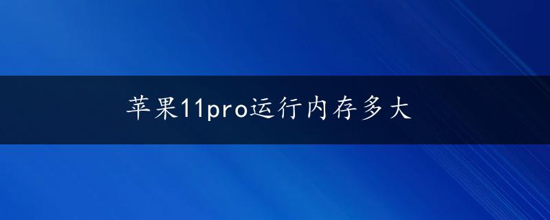 苹果11pro运行内存多大