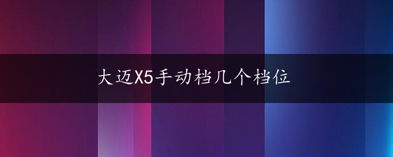 大迈X5手动档几个档位