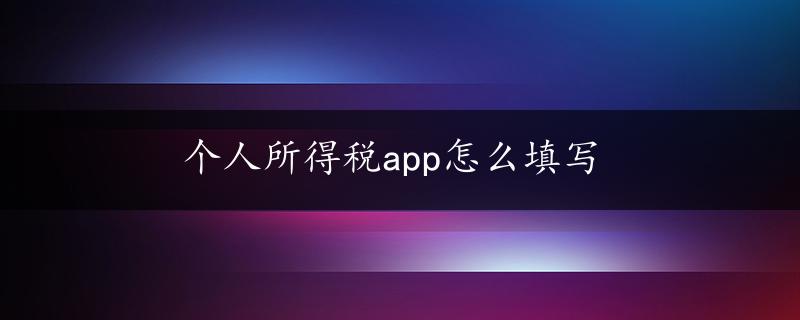 个人所得税app怎么填写