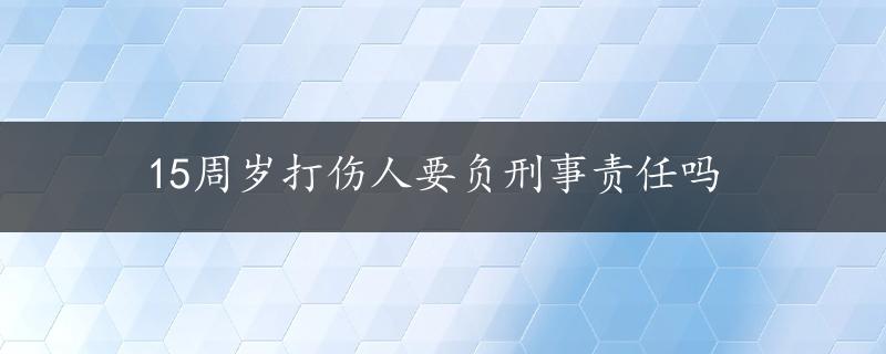 15周岁打伤人要负刑事责任吗