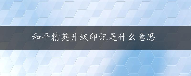 和平精英升级印记是什么意思