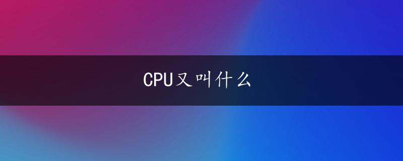 CPU又叫什么