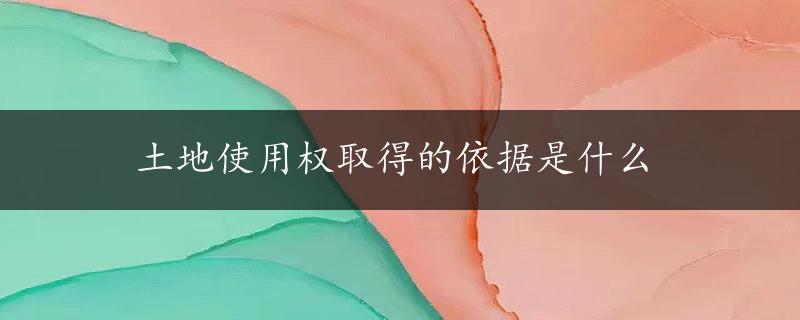 土地使用权取得的依据是什么