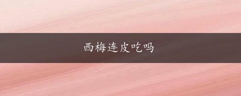 西梅连皮吃吗