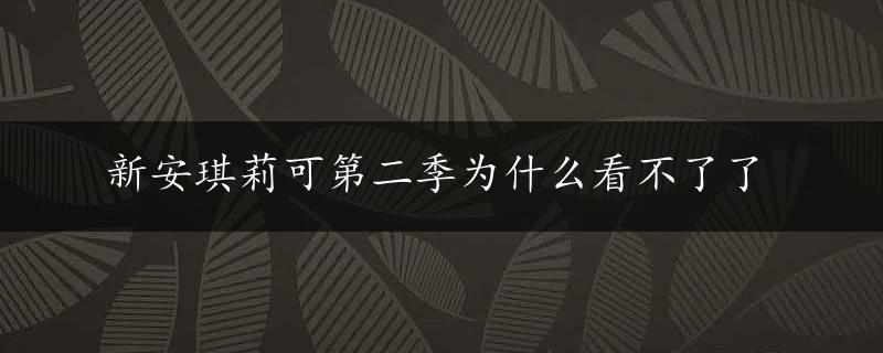 新安琪莉可第二季为什么看不了了