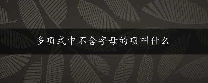 多项式中不含字母的项叫什么