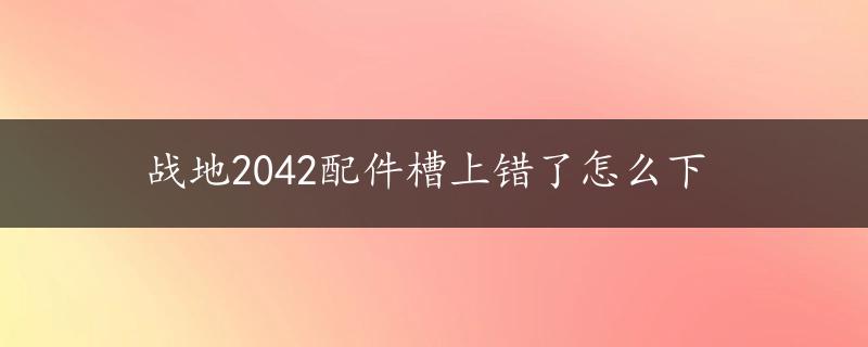 战地2042配件槽上错了怎么下