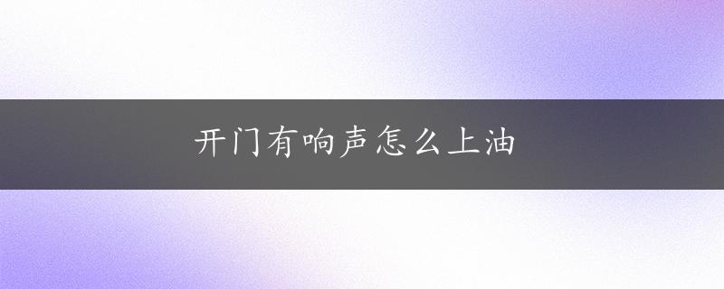 开门有响声怎么上油