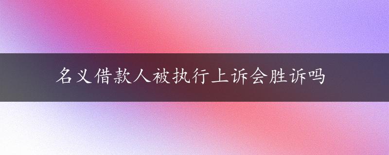 名义借款人被执行上诉会胜诉吗