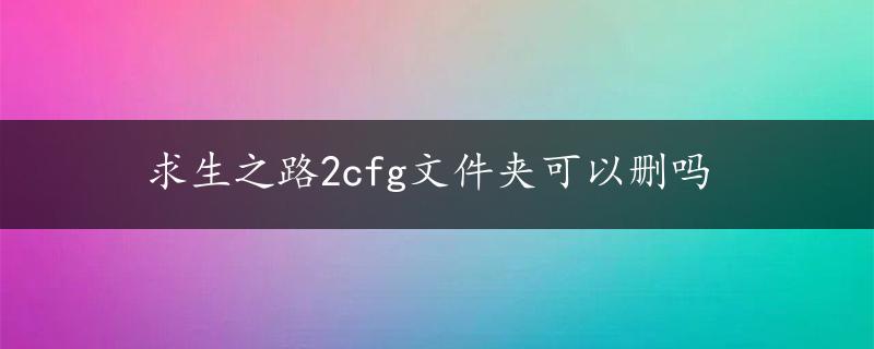 求生之路2cfg文件夹可以删吗