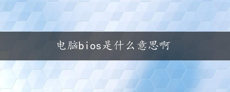 电脑bios是什么意思啊