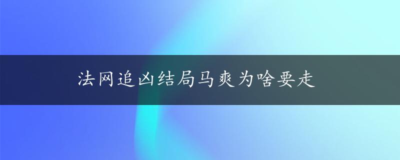 法网追凶结局马爽为啥要走