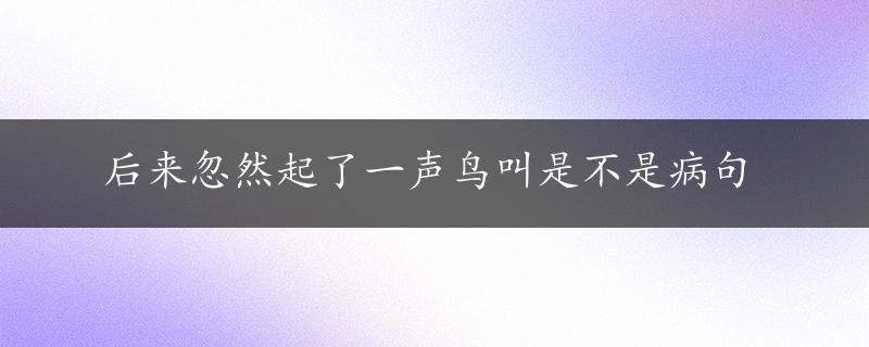 后来忽然起了一声鸟叫是不是病句