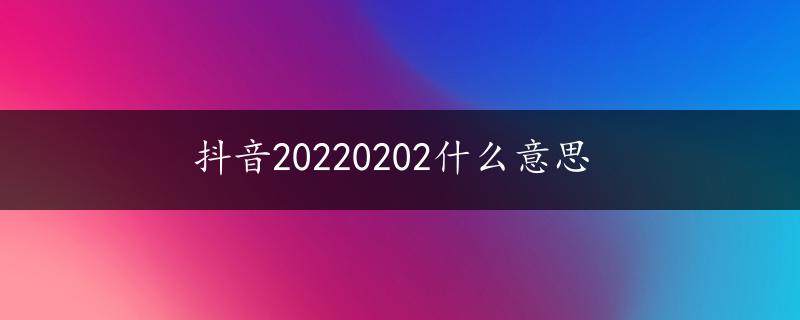 抖音20220202什么意思