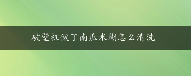 破壁机做了南瓜米糊怎么清洗