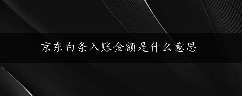 京东白条入账金额是什么意思