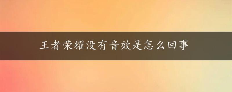 王者荣耀没有音效是怎么回事