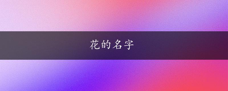 花的名字