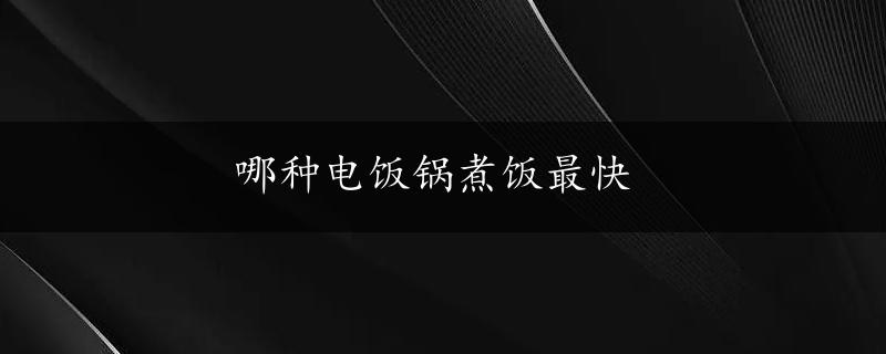 哪种电饭锅煮饭最快