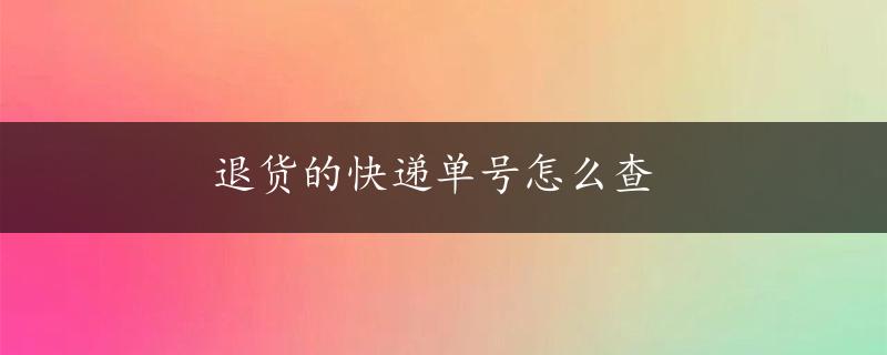 退货的快递单号怎么查